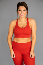 Load image into Gallery viewer, Let&#39;s Get Moving Sports Bra Red FINAL SALE
