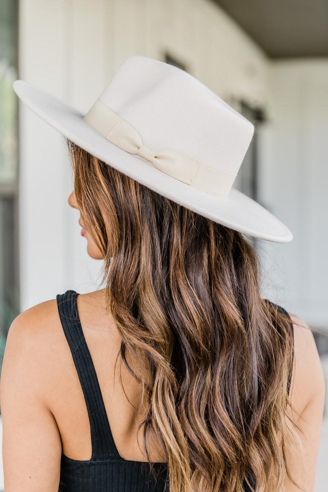 Different Time Zones Ivory Wide Brim Fedora Hat