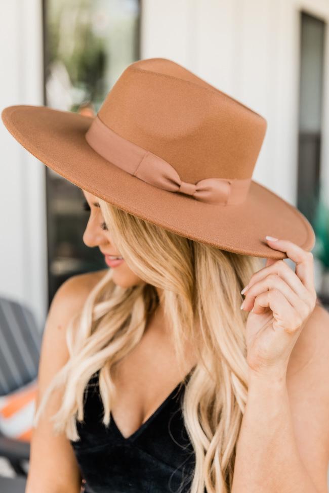 Different Time Zones Mocha Wide Brim Fedora Hat