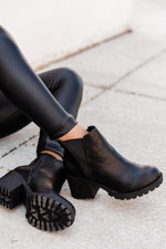 Load image into Gallery viewer, Deena Black Leather Platform Booties
