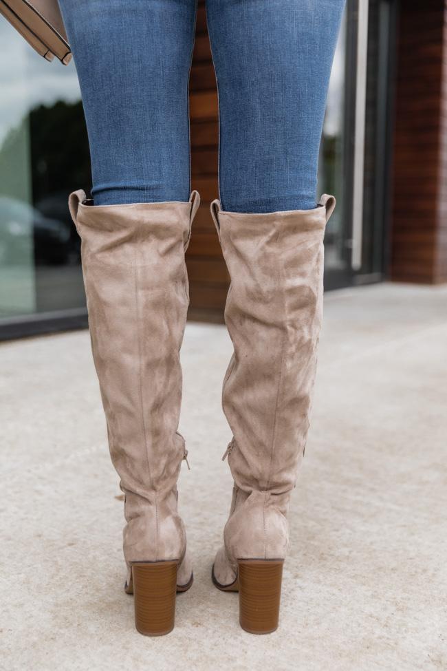 Hadley Beige Tall Suede Knee Boots