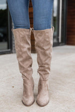 Load image into Gallery viewer, Hadley Beige Tall Suede Knee Boots
