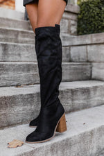 Load image into Gallery viewer, Hadley Black Tall Suede Knee Boots
