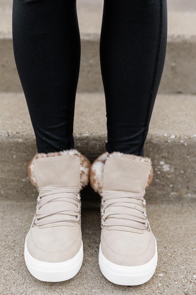 Millicent Beige Fur Lined Sneaker