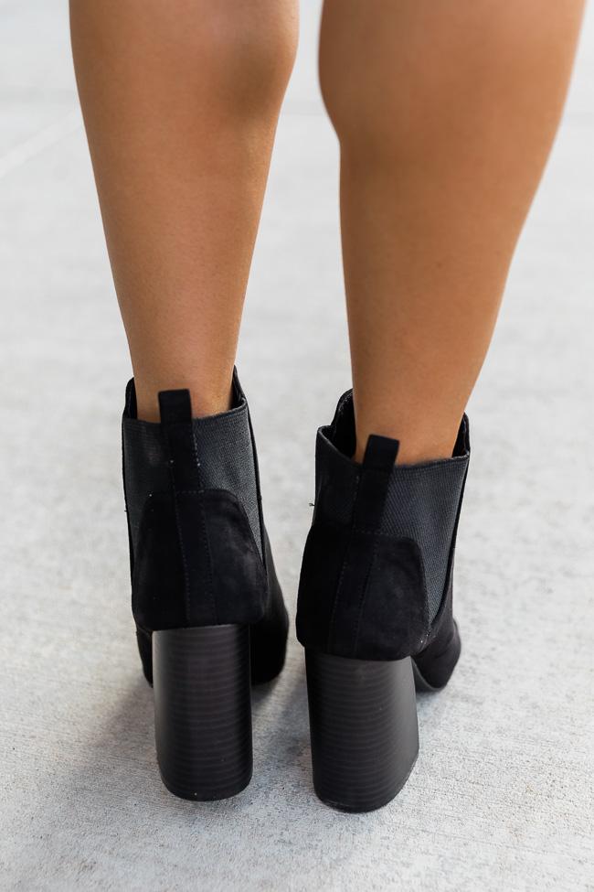 Eliana Black Block Heel Open Toe Booties