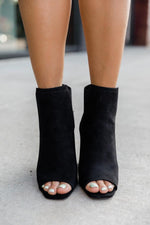 Load image into Gallery viewer, Eliana Black Block Heel Open Toe Booties
