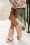 Tonya Nude Open Toe Block Heel Booties