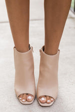 Load image into Gallery viewer, Tonya Nude Open Toe Block Heel Booties
