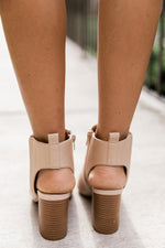 Load image into Gallery viewer, Tonya Nude Open Toe Block Heel Booties
