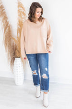 Load image into Gallery viewer, Cozy Up Taupe Pocket Sweater
