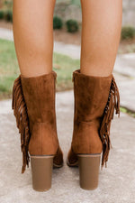 Load image into Gallery viewer, Nelly Brown Fringe Suede Boots
