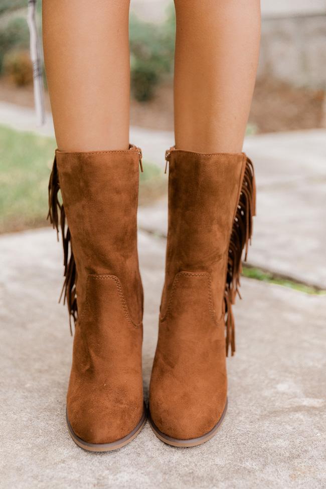 Nelly Brown Fringe Suede Boots