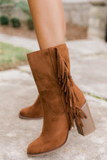 Load image into Gallery viewer, Nelly Brown Fringe Suede Boots
