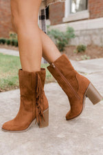 Load image into Gallery viewer, Nelly Brown Fringe Suede Boots
