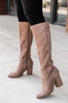 Susan Taupe Block Heel Tall Boots