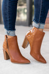 Randi Camel Snakeskin Leather Booties