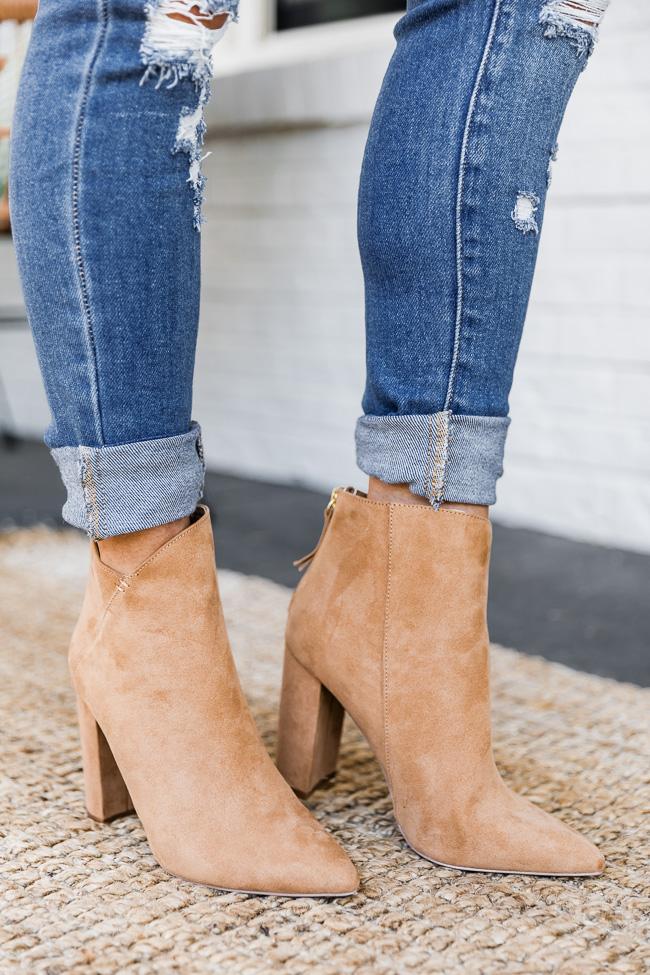 Tamera Brown Suede Pointed Toe Booties