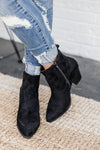 Zuri Black Pointed Toe Western Suede Boots