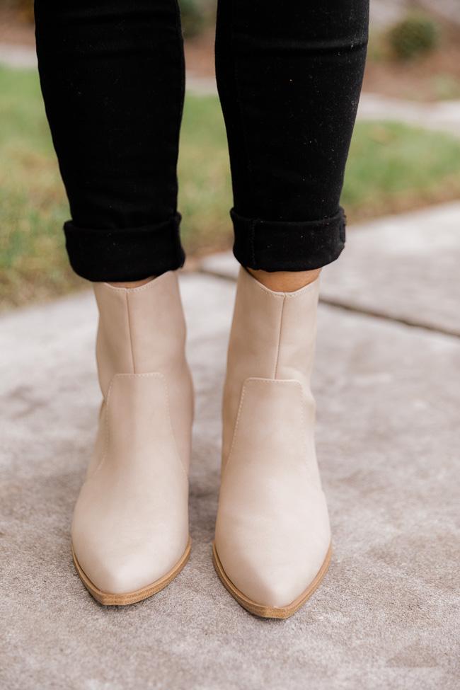 Jordyn Beige Pointed Booties