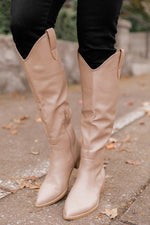 Load image into Gallery viewer, Charlie Taupe Tall Leather Pointed Toe Boots
