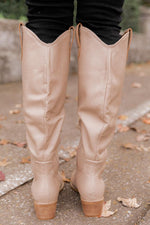 Load image into Gallery viewer, Charlie Taupe Tall Leather Pointed Toe Boots
