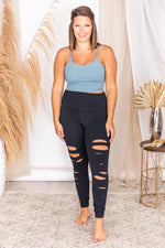 Load image into Gallery viewer, Counting The Hours Black Cutout Leggings
