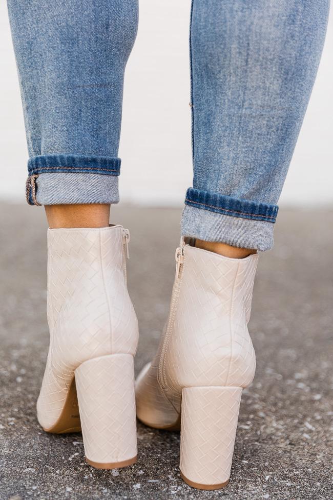 Brandi Ivory Woven Booties