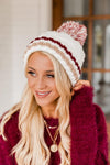 Glimpses Of Us Burgundy Striped Beanie