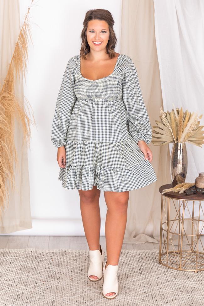 Apple Picking Navy Gingham Mini Dress