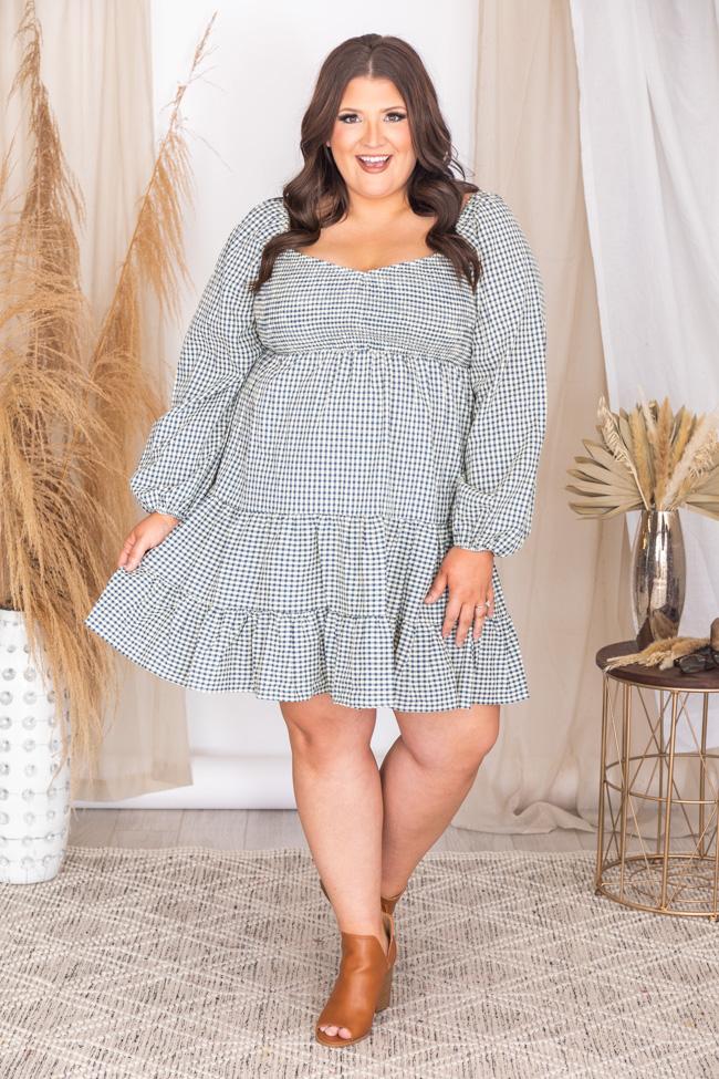 Apple Picking Navy Gingham Mini Dress