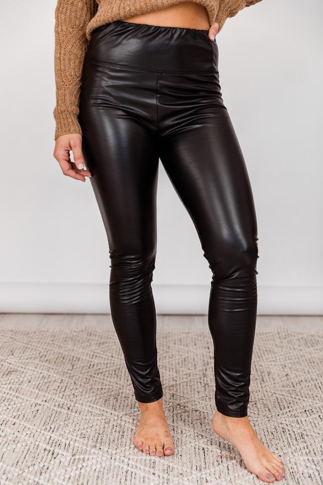 CAITLIN COVINGTON X PINK LILY The Coco Black Leather Leggings