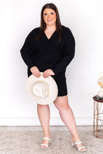 Load image into Gallery viewer, CAITLIN COVINGTON X PINK LILY The Chelsea Wrap Black Sweater Dress
