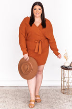 Load image into Gallery viewer, CAITLIN COVINGTON X PINK LILY  The Chelsea Wrap Burnt Orange Sweater Dress
