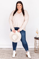 Load image into Gallery viewer, CAITLIN COVINGTON X PINK LILY The Kelsey Wide Neck Taupe Sweater
