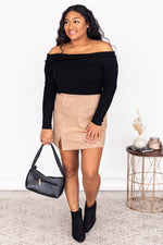 Load image into Gallery viewer, CAITLIN COVINGTON X PINK LILY The Ella Side Slit Tan Suede Skirt
