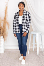 Load image into Gallery viewer, All I Ever Wanted Black/Ivory Plaid Button Front Blouse
