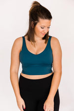 Load image into Gallery viewer, Exceed My Expectations Teal V-Neck Cropped Bra Top
