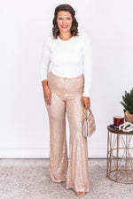 Load image into Gallery viewer, Truest Memory Gold Sequin Flare Pants
