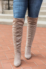 Load image into Gallery viewer, Deborah Taupe Fold Over Knee High Boots
