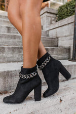 Load image into Gallery viewer, Aubrey Black Chain Suede Booties
