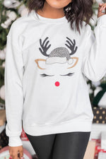 Load image into Gallery viewer, Leopard Print Reindeer Lady White Graphic Sweatshirt
