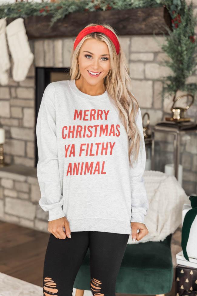 Merry Christmas Ya Filthy Animal Graphic Sweatshirt