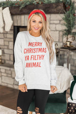 Load image into Gallery viewer, Merry Christmas Ya Filthy Animal Graphic Sweatshirt
