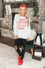 Load image into Gallery viewer, Merry Christmas Ya Filthy Animal Graphic Sweatshirt
