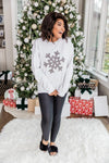 Animal Print Snowflake White Graphic Sweatshirt