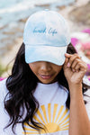 Beach Life Script Embroidered Tie Dye Hat Blue