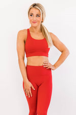 Load image into Gallery viewer, Let&#39;s Get Moving Sports Bra Red FINAL SALE
