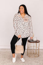 Load image into Gallery viewer, All Snowed In Monogram Animal Print Ivory/Taupe Pullover
