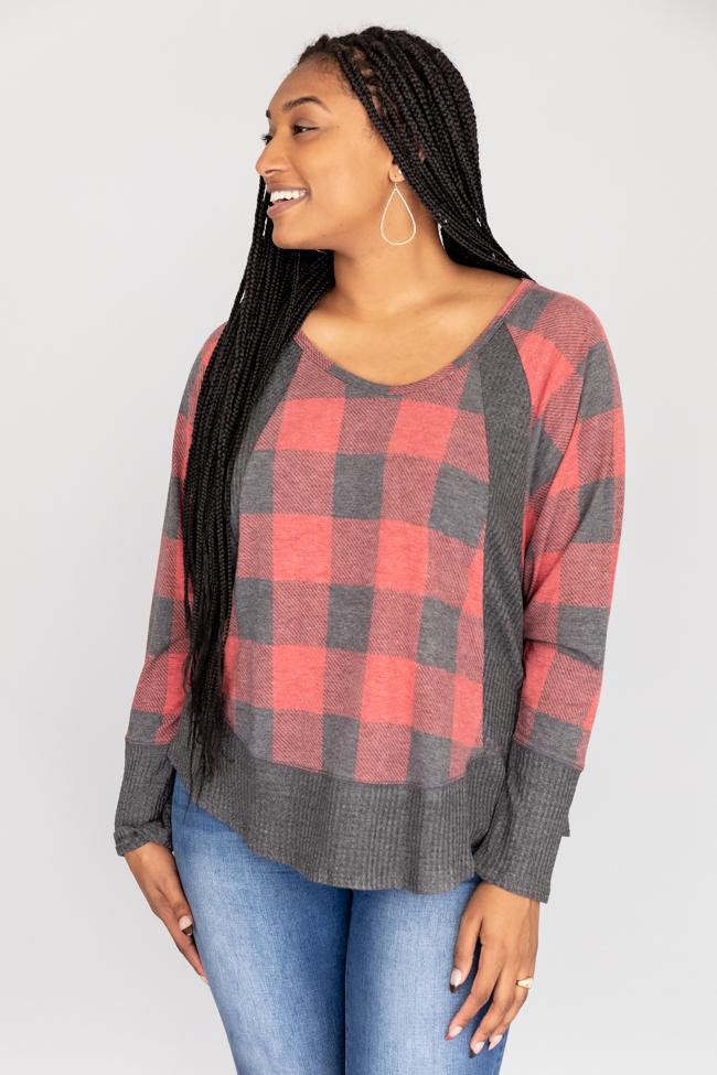 Call This Love Home Red Plaid Blouse