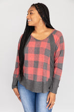 Load image into Gallery viewer, Call This Love Home Red Plaid Blouse
